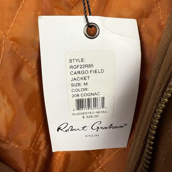 New Mens Robert Graham Gentleman Suede Cargo Field Jacket Coat Cognac SZ M $328 - Picture 6 of 10